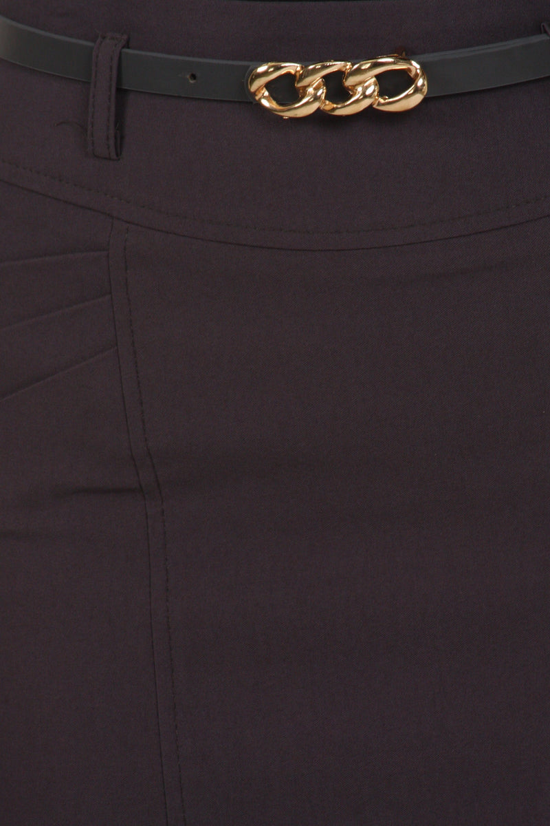 Sakkas Petite Stretch Short Pencil Skirt with Skinny Belt