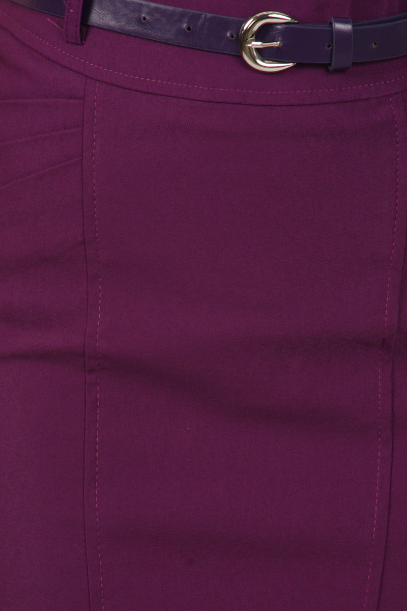 Sakkas Petite Stretch Short Pencil Skirt with Skinny Belt