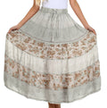 Sakkas Jacquard Floral Gypsy Boho Peasant Skirt#color_Grey