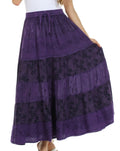 Sakkas Jacquard Floral Gypsy Boho Peasant Skirt#color_Purple