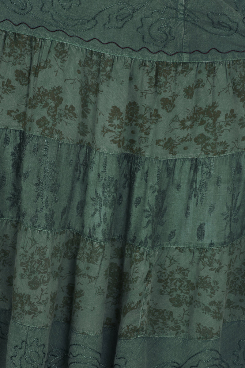 Sakkas Jacquard Floral Gypsy Boho Peasant Skirt