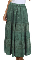 Sakkas Jacquard Floral Gypsy Boho Peasant Skirt#color_SeaGreen