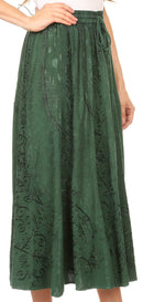 Sakkas Debora Full Length Embroidered Maxi Skirt with Adjustable Waist