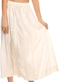 Sakkas Indra Thin Lightweight Summer Bohemian Skirt With Detailed Lace Embroidery#color_Ivory