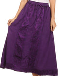 Sakkas Indra Thin Lightweight Summer Bohemian Skirt With Detailed Lace Embroidery#color_Purple