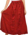 Sakkas Indra Thin Lightweight Summer Bohemian Skirt With Detailed Lace Embroidery#color_Red