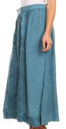 Sakkas Indra Thin Lightweight Summer Bohemian Skirt With Detailed Lace Embroidery