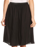 Sakkas Eris Stonewashed Mid Skirt with Adjustable waist Embroidery and Eyelet