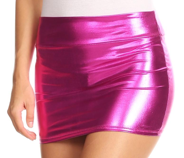 Sakkas Kaie Women's Shiny Metallic Liquid Wet Look Mini Skirt