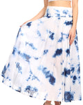 Sakkas Lucia Womens Bohemian Gypsy Convertible Fold Over Waist Skirt Flare Long#color_TD-Blue 