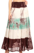 Sakkas Lucia Womens Bohemian Gypsy Convertible Fold Over Waist Skirt Flare Long#color_TD-Brown 