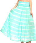 Sakkas Lucia Womens Bohemian Gypsy Convertible Fold Over Waist Skirt Flare Long#color_TD-Green 