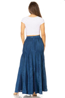 Sakkas Olivia Womens Maxi Bohemian Gypsy Long Skirt With Elastic Waist and Lace