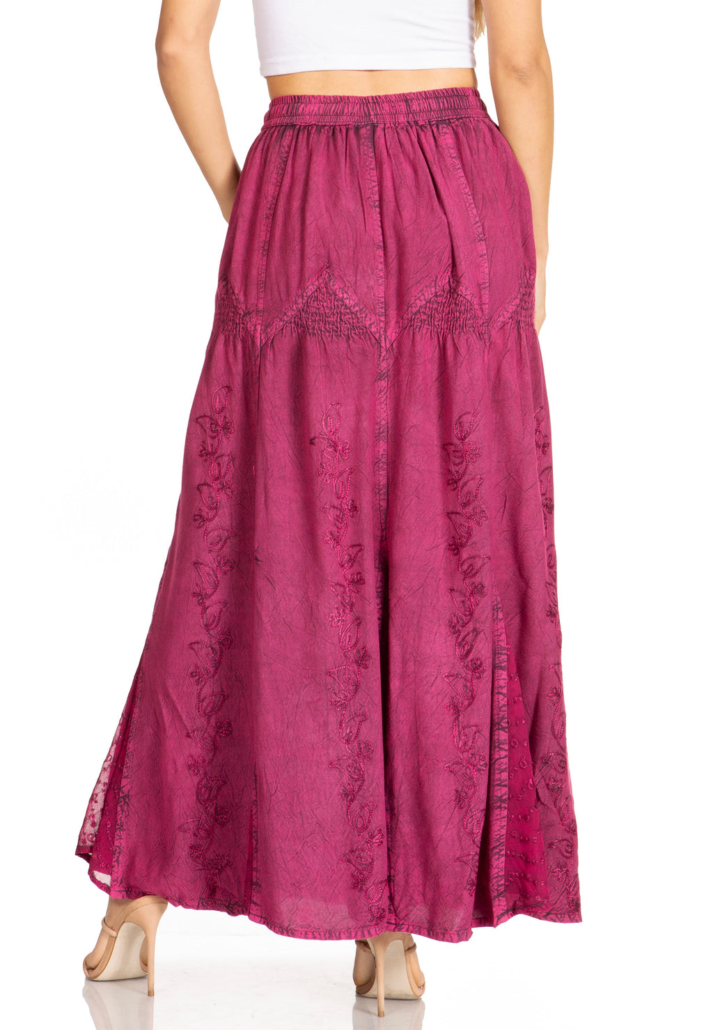 Sakkas Olivia Womens Maxi Bohemian Gypsy Long Skirt With Elastic Waist