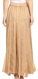 Sakkas Olivia Womens Maxi Bohemian Gypsy Long Skirt With Elastic Waist and Lace