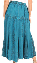 Sakkas Olivia Womens Maxi Bohemian Gypsy Long Skirt With Elastic Waist and Lace