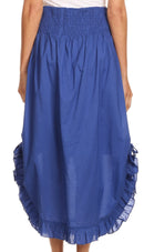 Sakkas Coco Long Cotton Ruffle Skirt with Pockets and Elastic Waistband