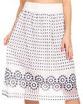 Sakkas Vadoma Women's Bohemian Midi Lace Elastic Waist Boho Skirt Gypsy Beach #color_16129-Navy