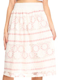Sakkas Vadoma Women's Bohemian Midi Lace Elastic Waist Boho Skirt Gypsy Beach #color_25454-DustyRose 