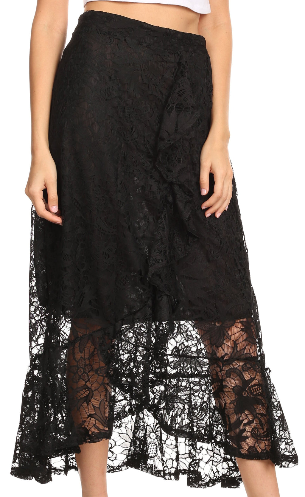 Sakkas Roma Bohemian Lace Maxi long Hippie Gypsy Dance Skirt Sexy Stun