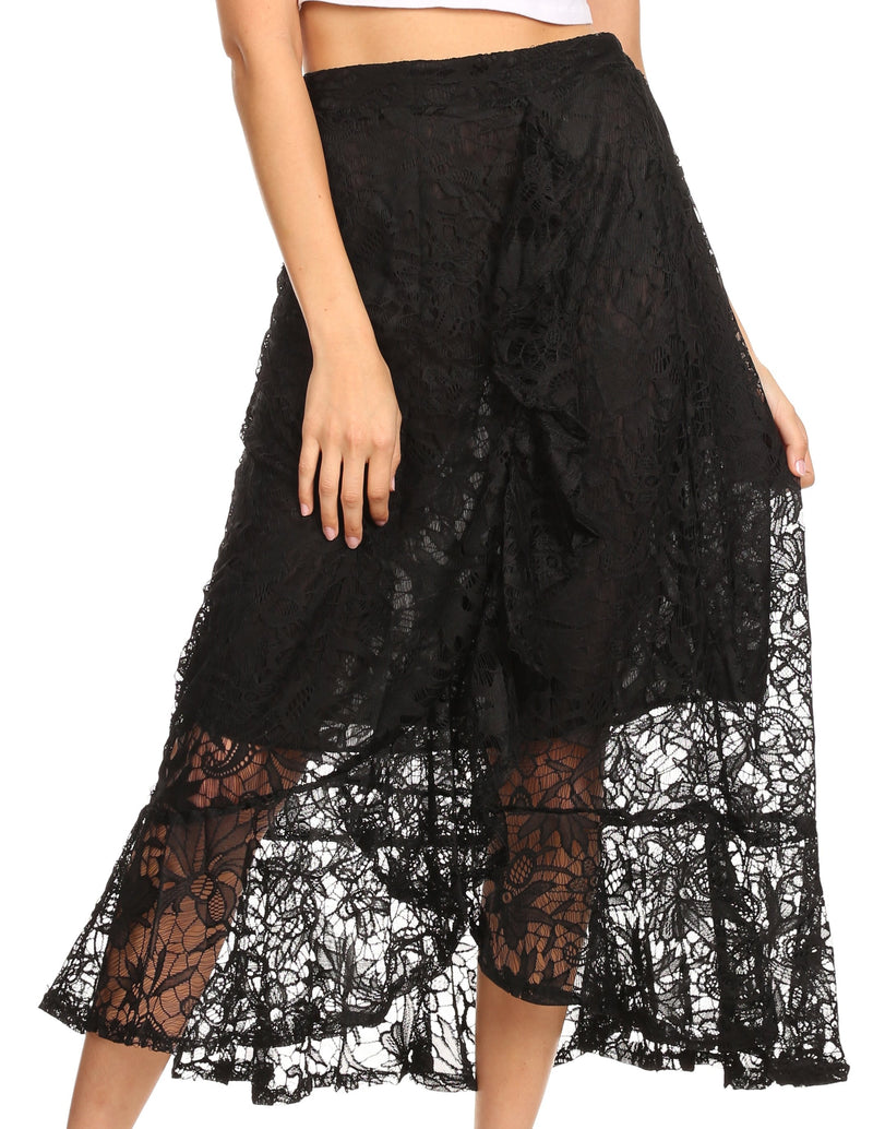 Sakkas Roma Bohemian Lace Maxi long Hippie Gypsy Dance Skirt Sexy Stunning