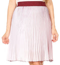 Sakkas Amira Accordion Pleated Midi Crepe Slim Skirt with Elastic Waist#color_Burgundy/Pink