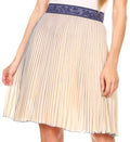 Sakkas Amira Accordion Pleated Midi Crepe Slim Skirt with Elastic Waist#color_OffWhite/Blue