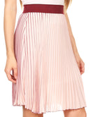 Sakkas Amira Accordion Pleated Midi Crepe Slim Skirt with Elastic Waist