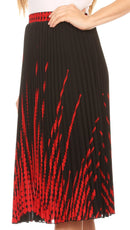 Sakkas Bianca Pleated Casual Mid Skirt with Elastic Waist and  Lining