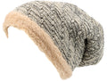 Sakkas Baldo Chunky Knit Faux Mint Lined Slouchy Hat Warm Unique Soft Unisex#color_YC16142-Cream