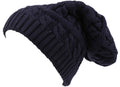 Sakkas Baldo Chunky Knit Faux Mint Lined Slouchy Hat Warm Unique Soft Unisex#color_YC16149-Navy