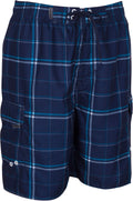 Sakkas Marious  Plaid Skate Surf Swim Trunks with Elastic Waist#color_Blue 