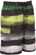Sakkas Bub Long Tall Multi Block Stripe Design Skate Surf Board Short / Swim Trunk#color_Green/Yellow