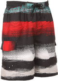 Sakkas Bub Long Tall Multi Block Stripe Design Skate Surf Board Short / Swim Trunk#color_Red/Turquoise