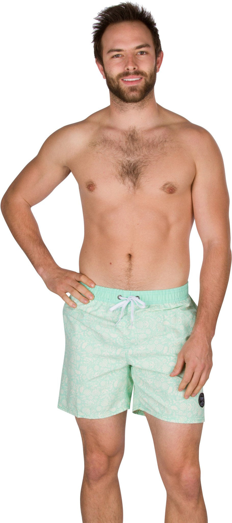 Sakkas Mens Eli Ebru Pattern Floral Marbling Skate Surf Board Short / Swim Trunks