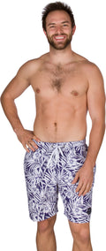 Sakkas Mens Short Marco Aloha Print Printed Skate Surf Board Short / Swim Trunks#color_Navy