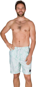 Sakkas Mens Short Marco Aloha Print Printed Skate Surf Board Short / Swim Trunks#color_Seafoam