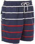 Sakkas Rieyel Short Red White Blue Striped Print Skate Surf Board Short Swim Trunk#color_Navy