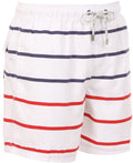 Sakkas Rieyel Short Red White Blue Striped Print Skate Surf Board Short Swim Trunk#color_White