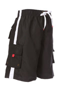 Sakkas Mens Solid Color with Contrast Stripes Skate Surf Board Short  Swim Trunks#color_Black