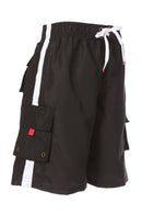 Sakkas Mens Solid Color with Contrast Stripes Skate Surf Board Short  Swim Trunks