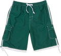 Sakkas Mens Solid Color with Contrast Stripes Skate Surf Board Short  Swim Trunks#color_Green