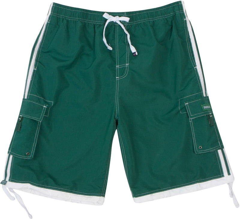 Sakkas Mens Solid Color with Contrast Stripes Skate Surf Board Short  Swim Trunks