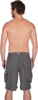 Sakkas Mens Solid Color with Contrast Stripes Skate Surf Board Short  Swim Trunks