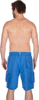 Sakkas Mens Solid Color with Contrast Stripes Skate Surf Board Short  Swim Trunks