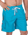 Sakkas Mens Solid Color with Contrast Stripes Skate Surf Board Short  Swim Trunks#color_NeonBlue