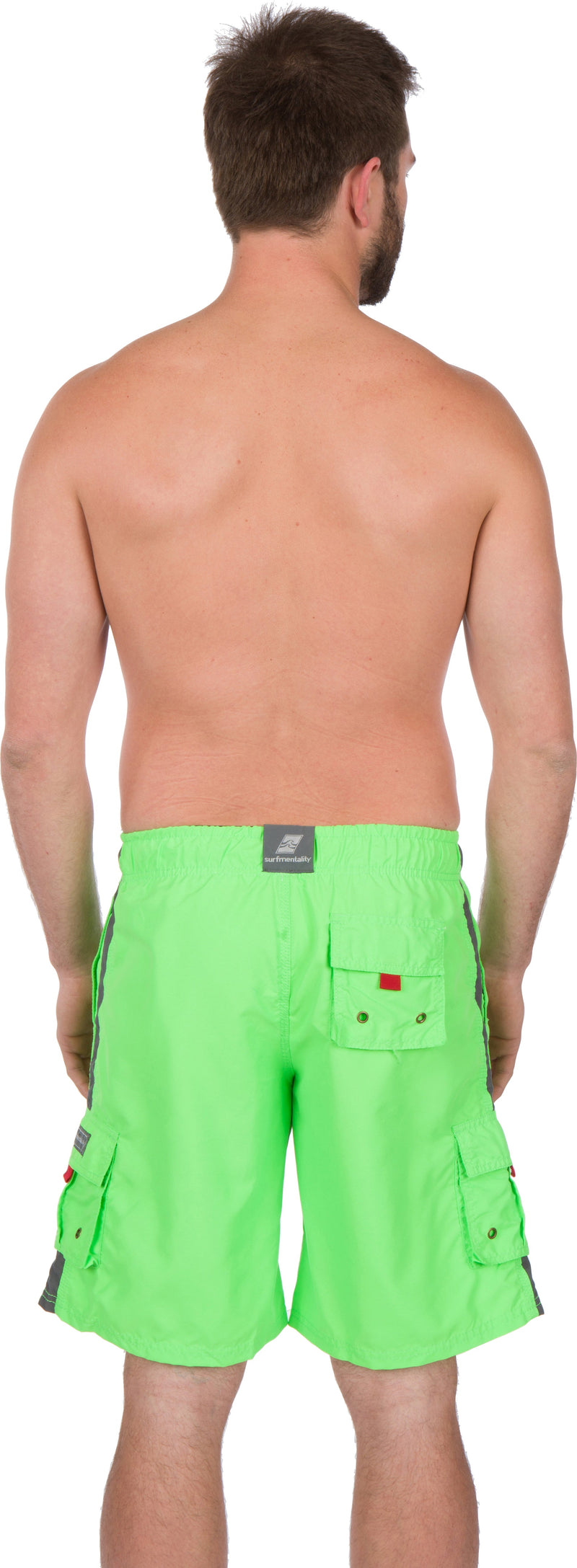 Sakkas Mens Solid Color with Contrast Stripes Skate Surf Board Short  Swim Trunks