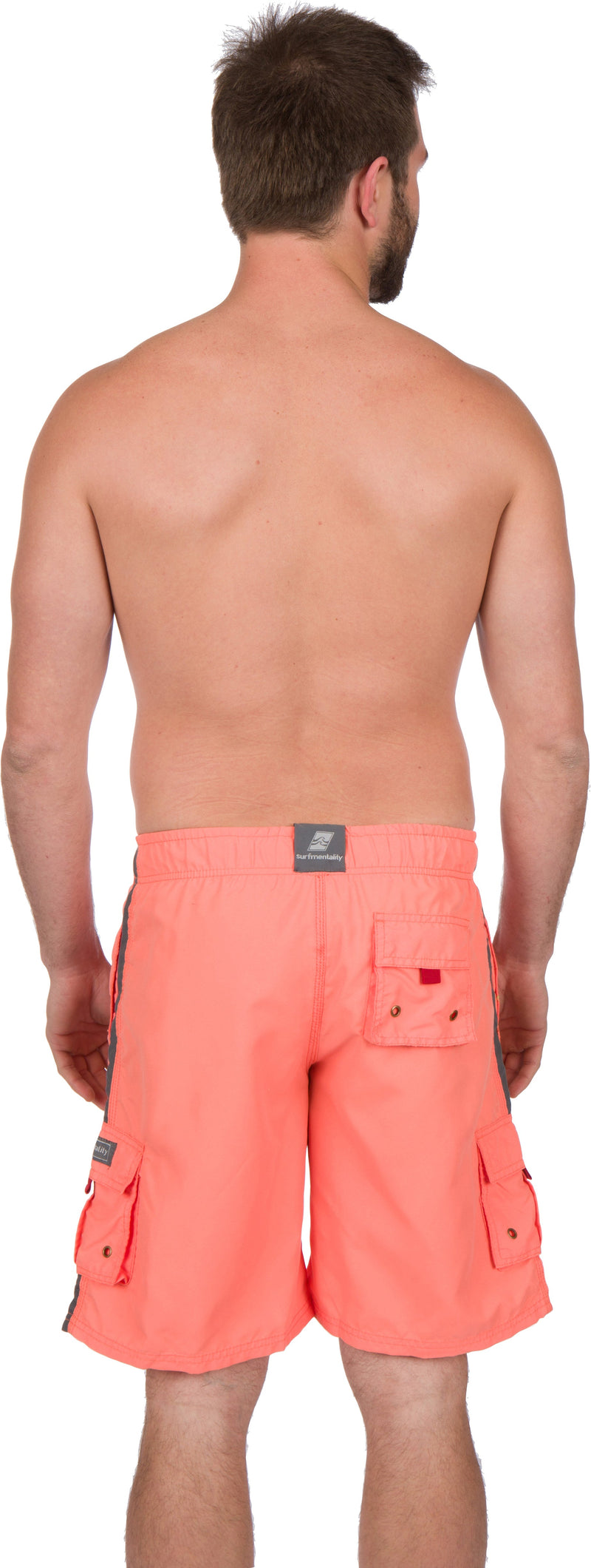 Sakkas Mens Solid Color with Contrast Stripes Skate Surf Board Short  Swim Trunks