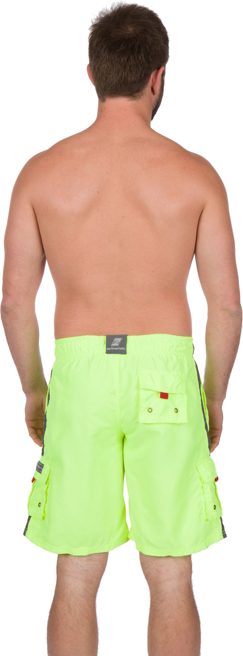 Sakkas Mens Solid Color with Contrast Stripes Skate Surf Board Short  Swim Trunks