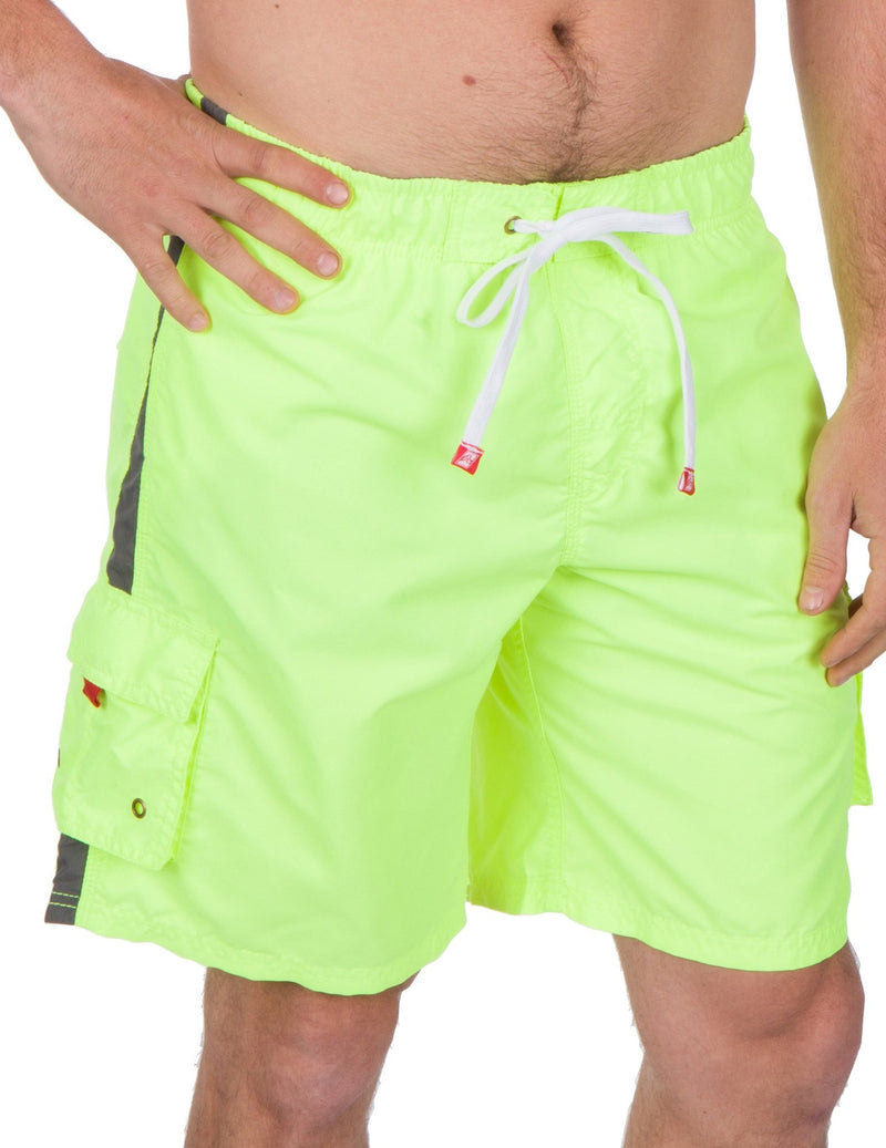 Sakkas Mens Solid Color with Contrast Stripes Skate Surf Board Short  Swim Trunks